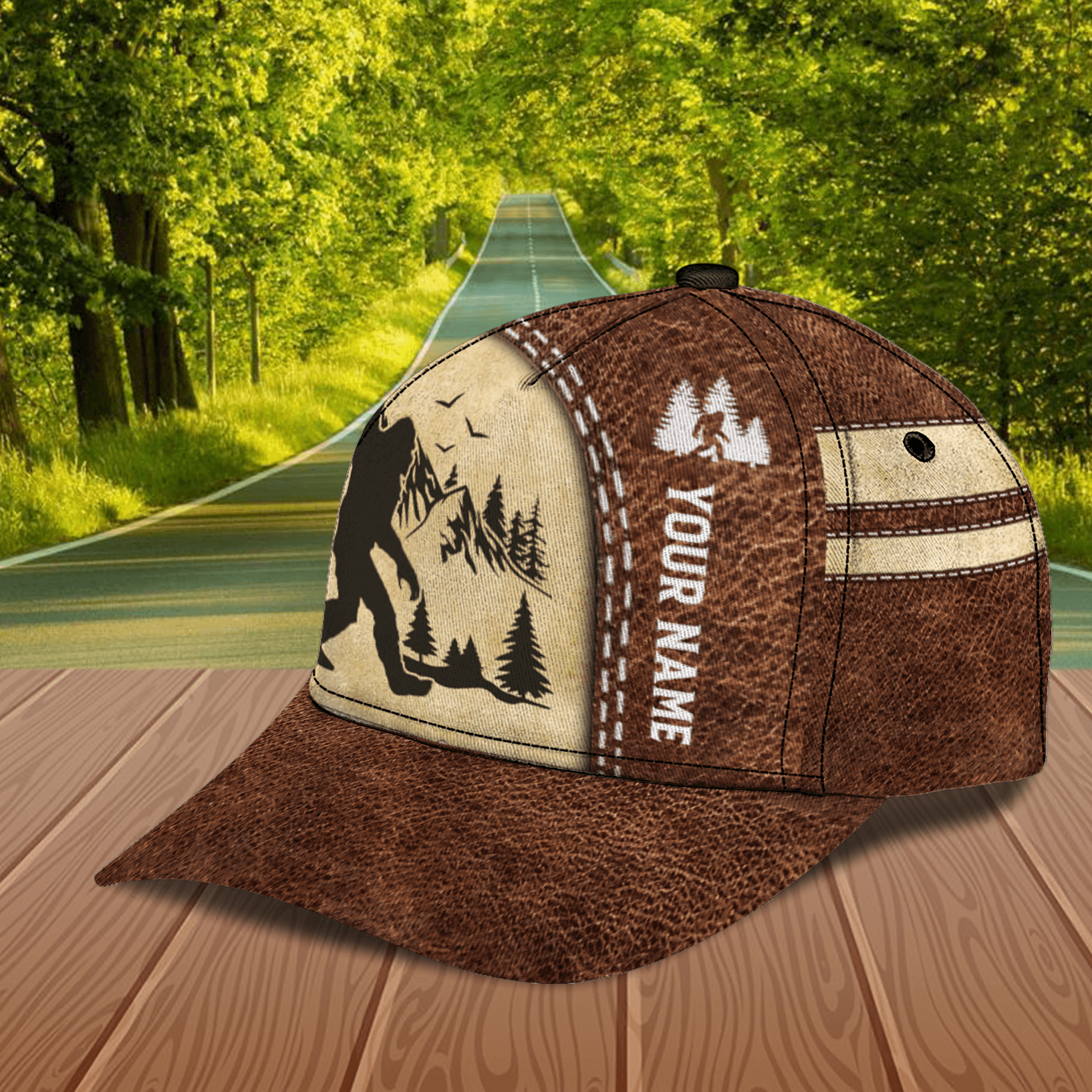 Bigfoot With Mountain Bigfoot Personalized Classic Cap, Personalized Gift for Bigfoot Trucker Hats Custom Hats Gifts For Men & Women