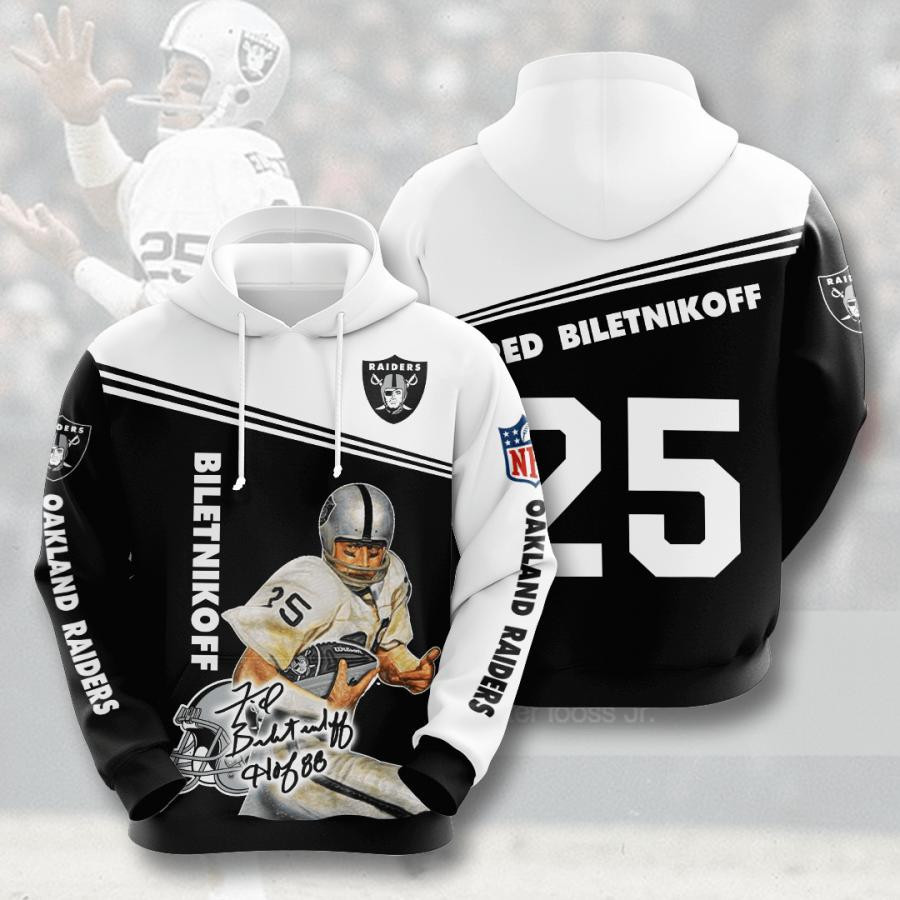 Biletnikoff Oakland Raiders 3D All Over Print Hoodie, Zip Hoodie