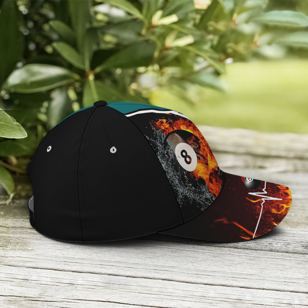 Billiards Vector Icon Art Fire And Water Basebal Cap Trucker Hats Custom Hats Gifts For Men & Women