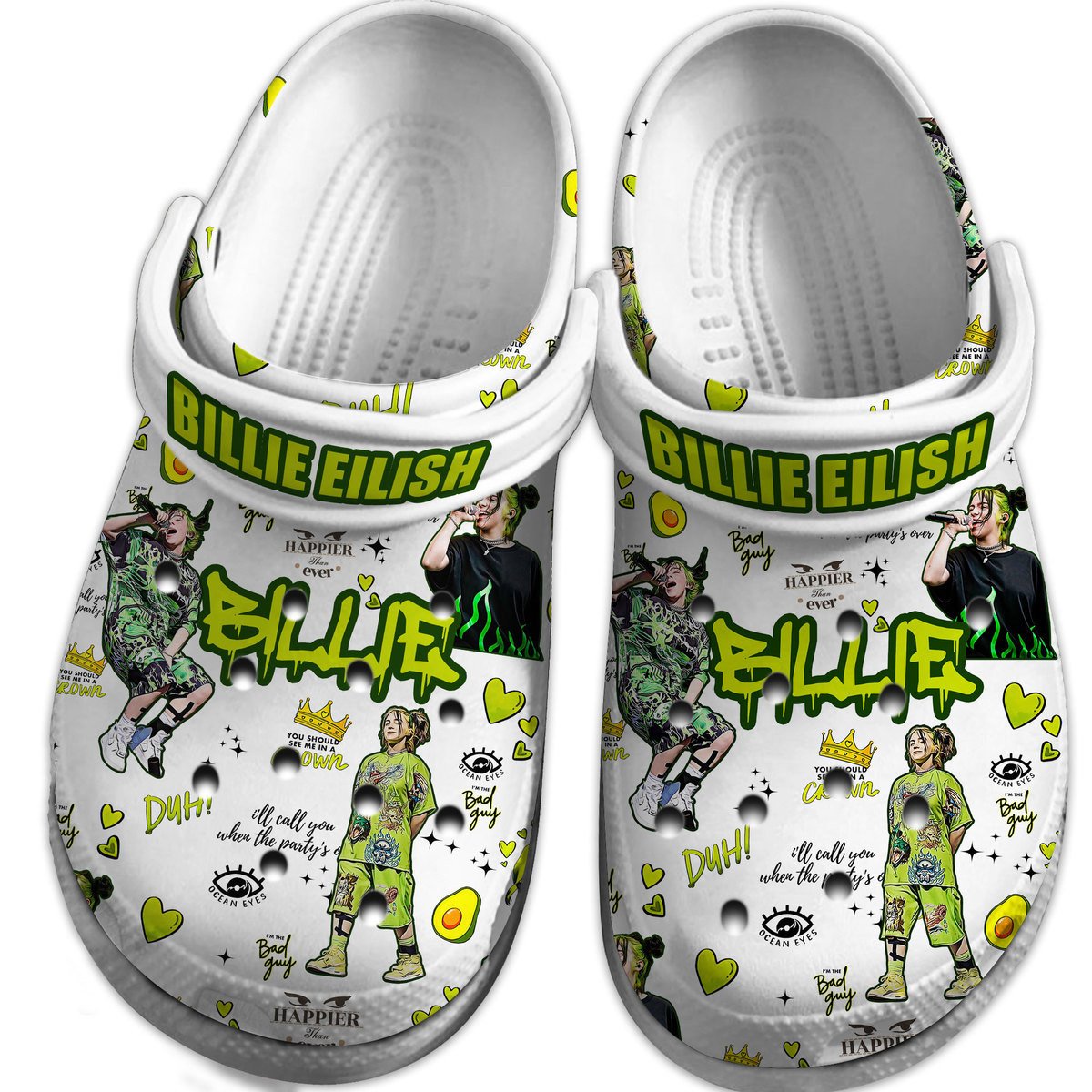 Billie Eilish Music Crocs Crocband Clogs Shoes Comfortable For Men Women and Kids