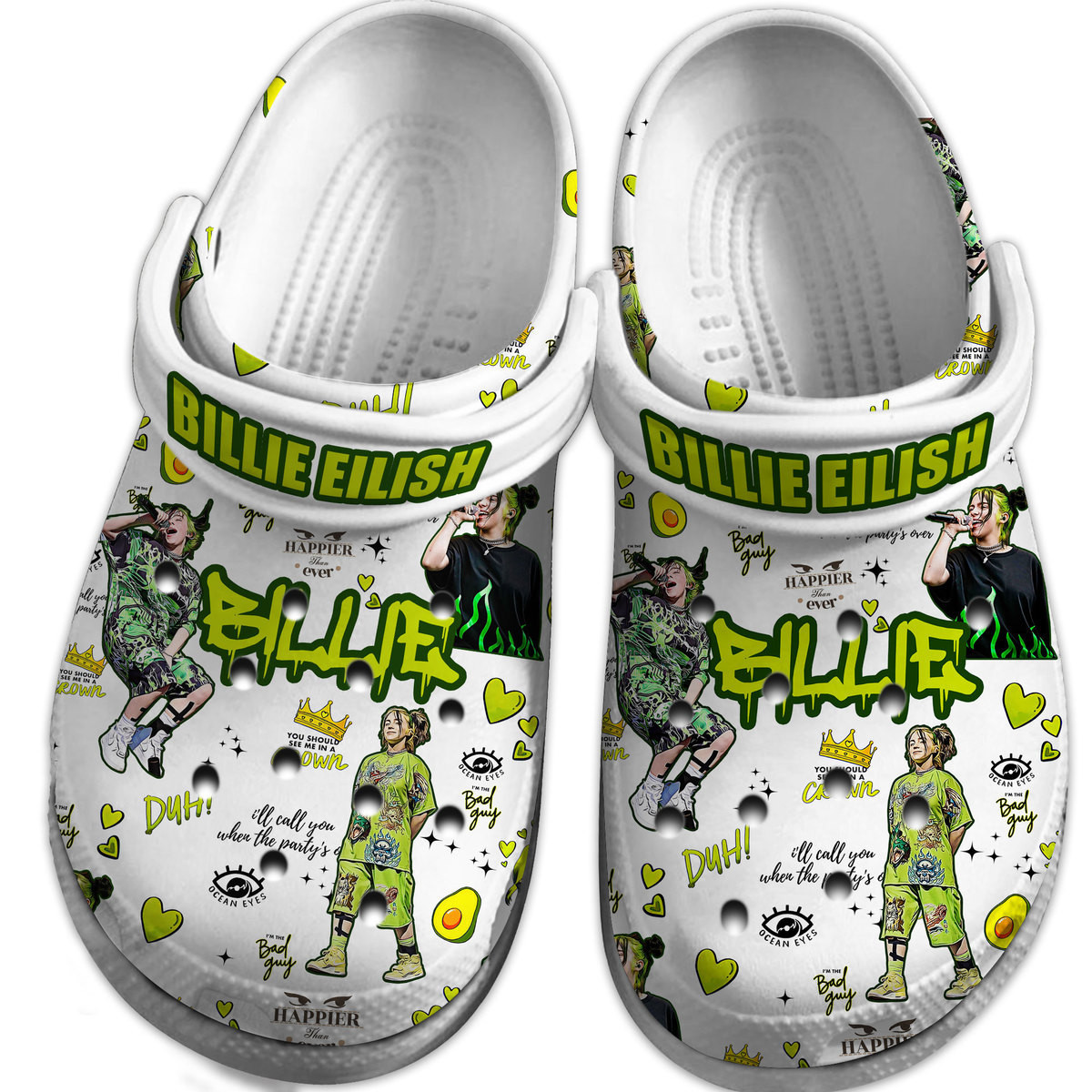 Billie Eilish Music Crocs Crocband Clogs Shoes Comfortable For Men Women and Kids