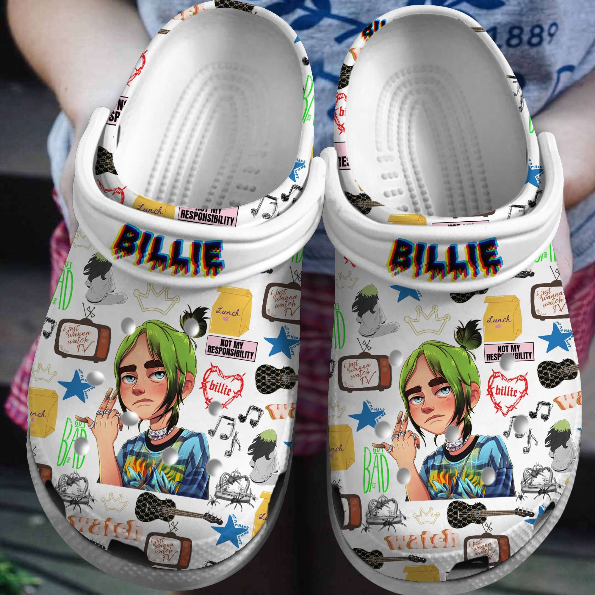 Billie Eilish Music Crocs Crocband Clogs Shoes Comfortable For Men Women and Kids