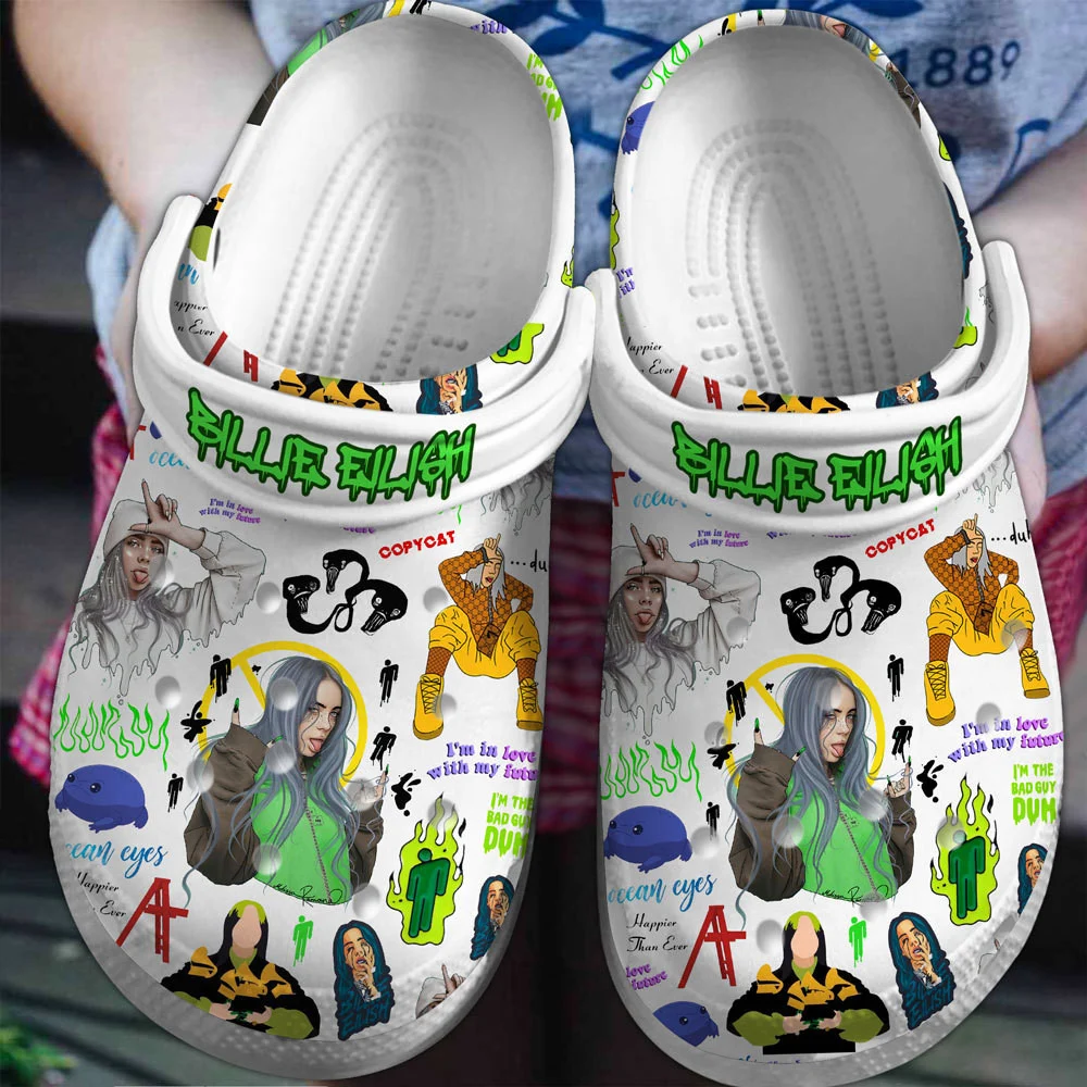 Billie Eilish Singer Music Crocs Crocband Clogs Shoes Comfortable For Men Women and Kids