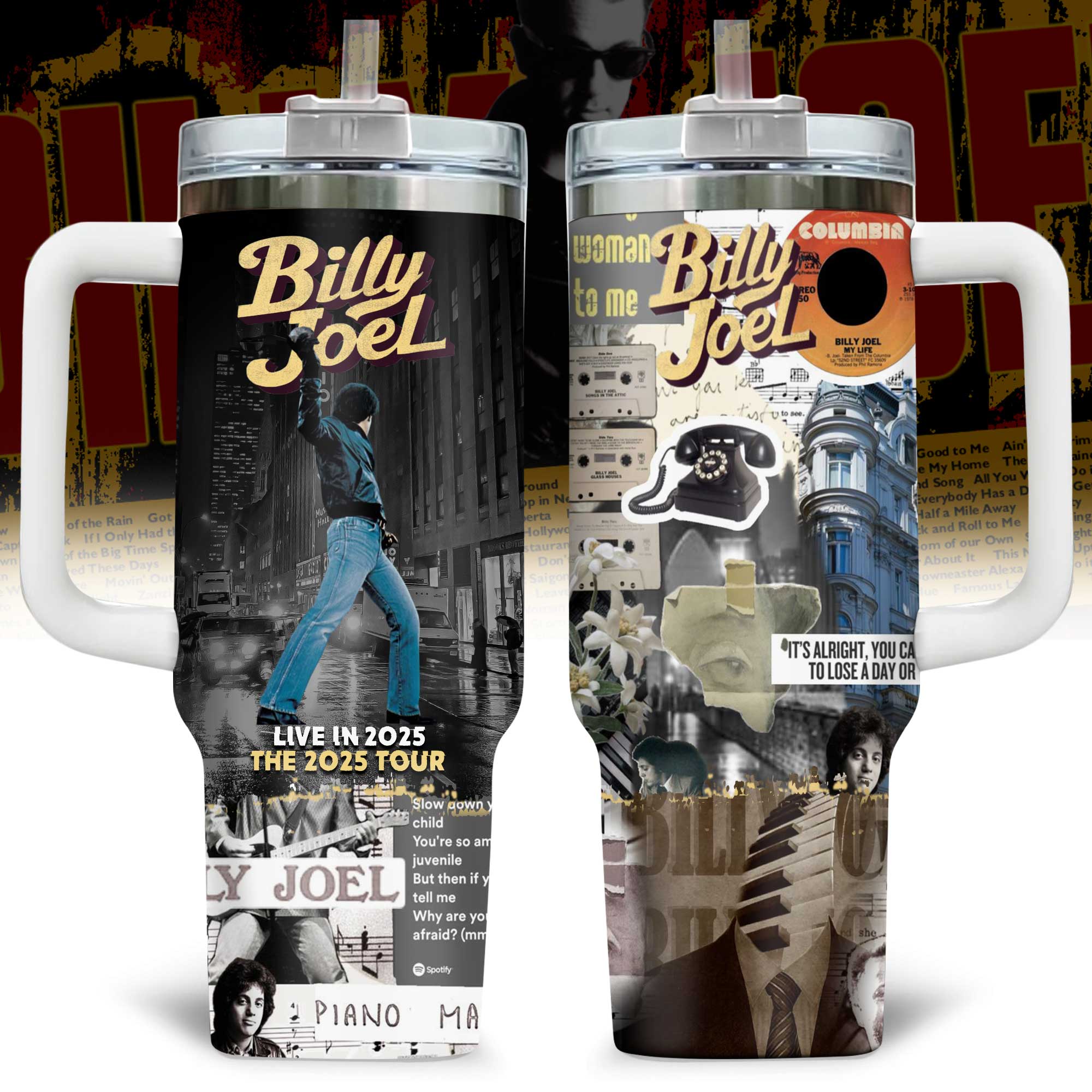 Billy Joel Music Custom Stanley Cup 40 oz 30 oz Tumbler With HandleTVC230195