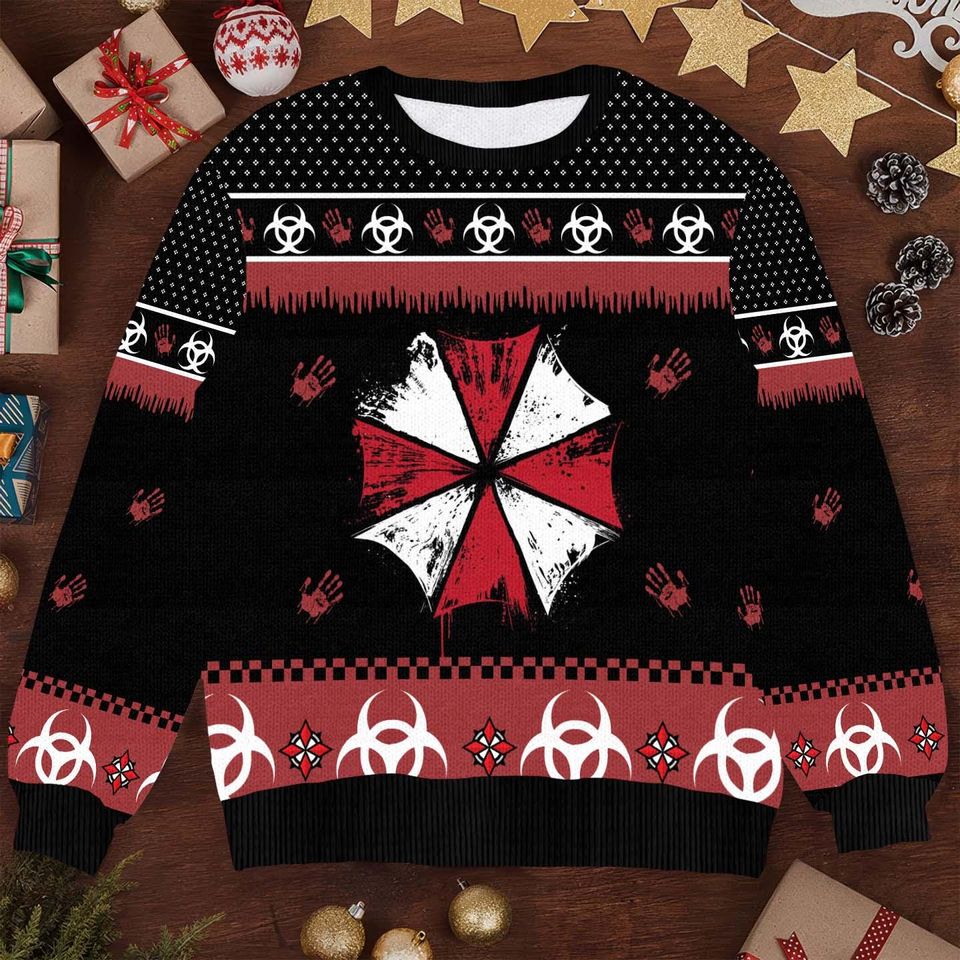 Biohazard Umbrella Ugly Christmas Sweater