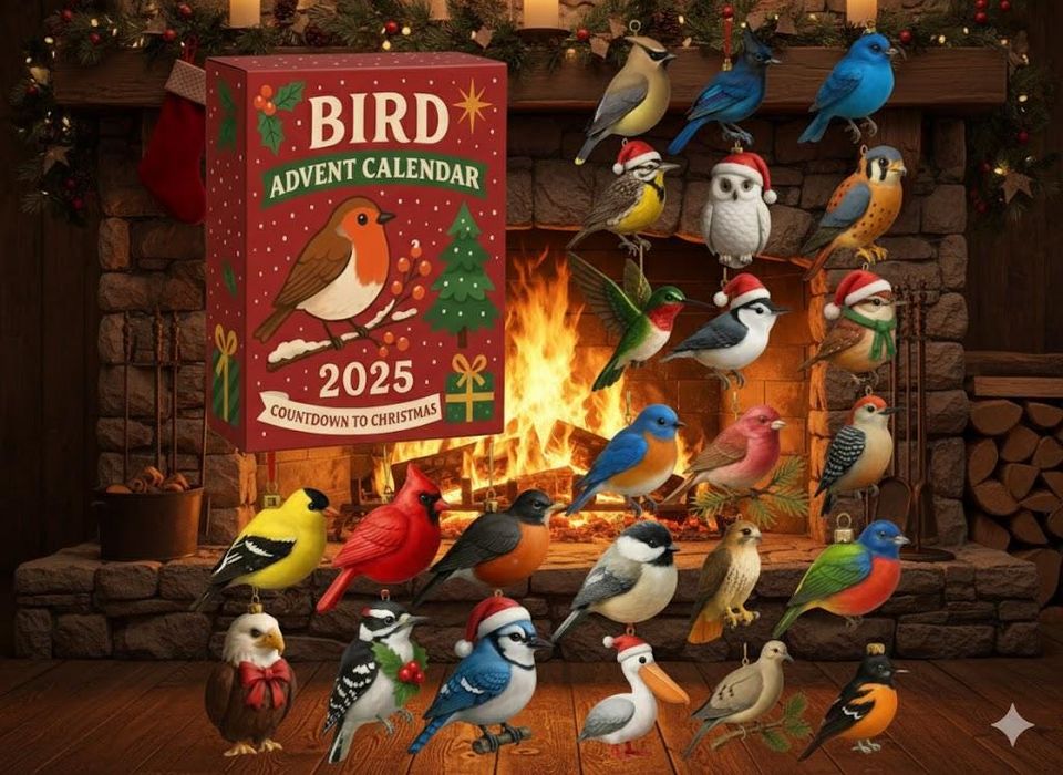 Bird 2D Flat Advent Calendar 2025, 24-Day Countdown to Christmas, Nature-Inspired Holiday Gift for Bird Lovers - Image 2