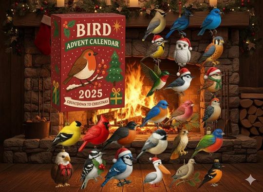 Bird 2D Flat Advent Calendar 2025, 24-Day Countdown to Christmas, Nature-Inspired Holiday Gift for Bird Lovers - Image 6