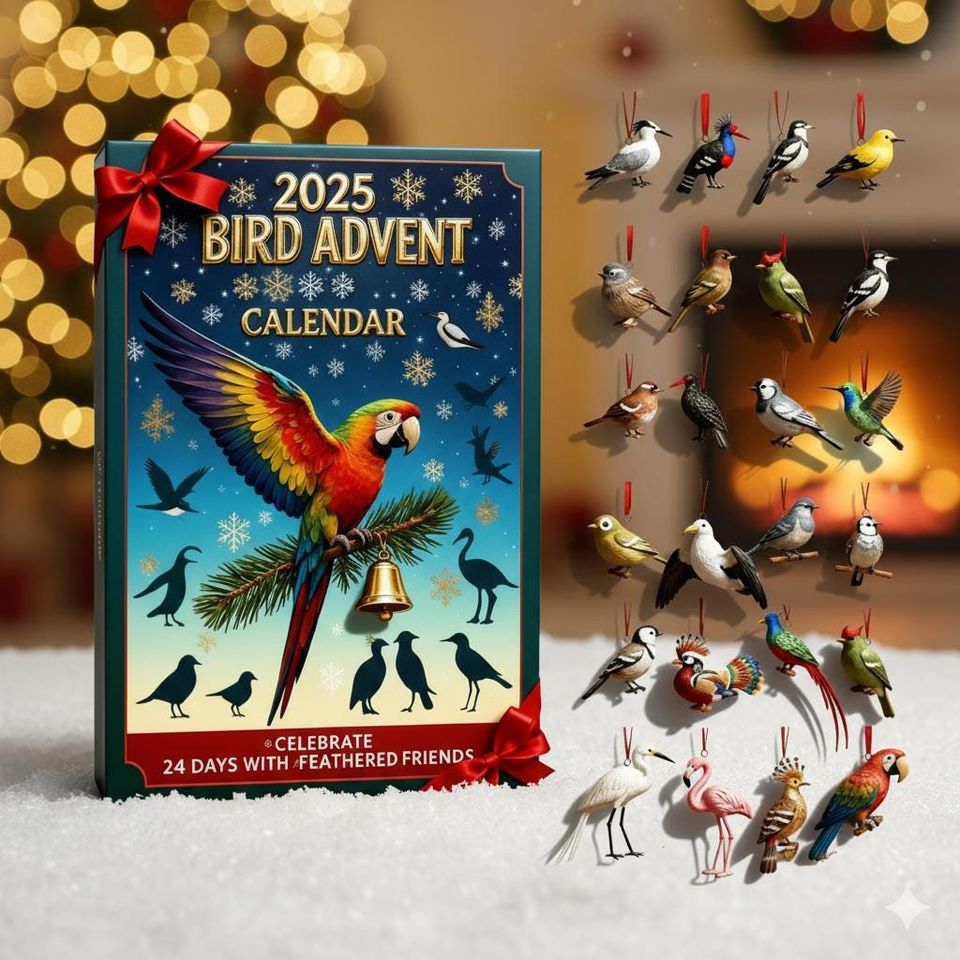 Bird Lovers Advent Calendar 2025 24 Acrylic Ornaments Box, Feathered Friends Acrylic Ornament 2D Flat - Image 2