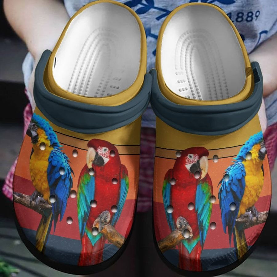 Birds Macow And Red Parrot Shoes - Couple Parrot Shoes Clog Birthday Gifts For Men Women