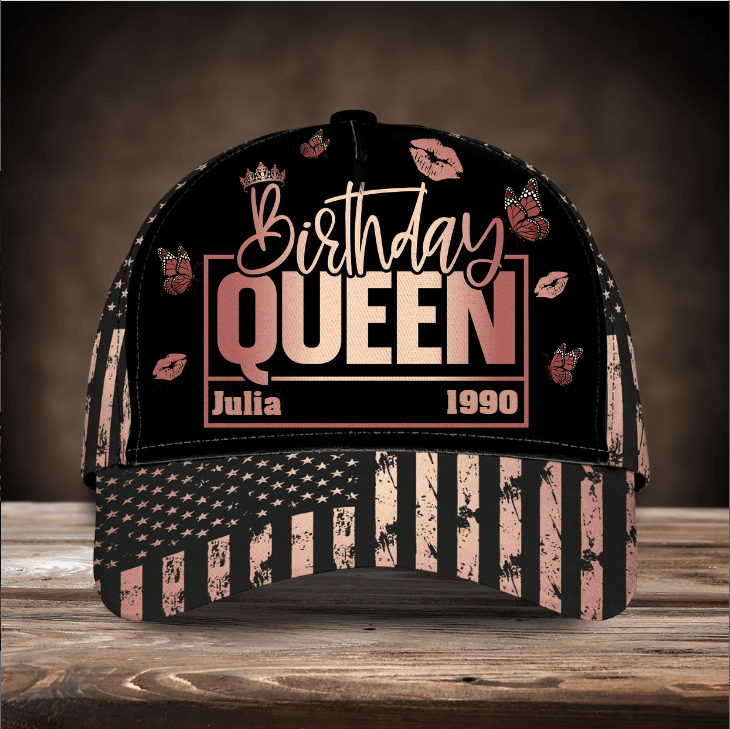 Birthday Queen Cap, Personalized Classic Cap for Women, Custom Name, Custom Year For Her Trucker Hats Custom Hats Gifts For Men & Women