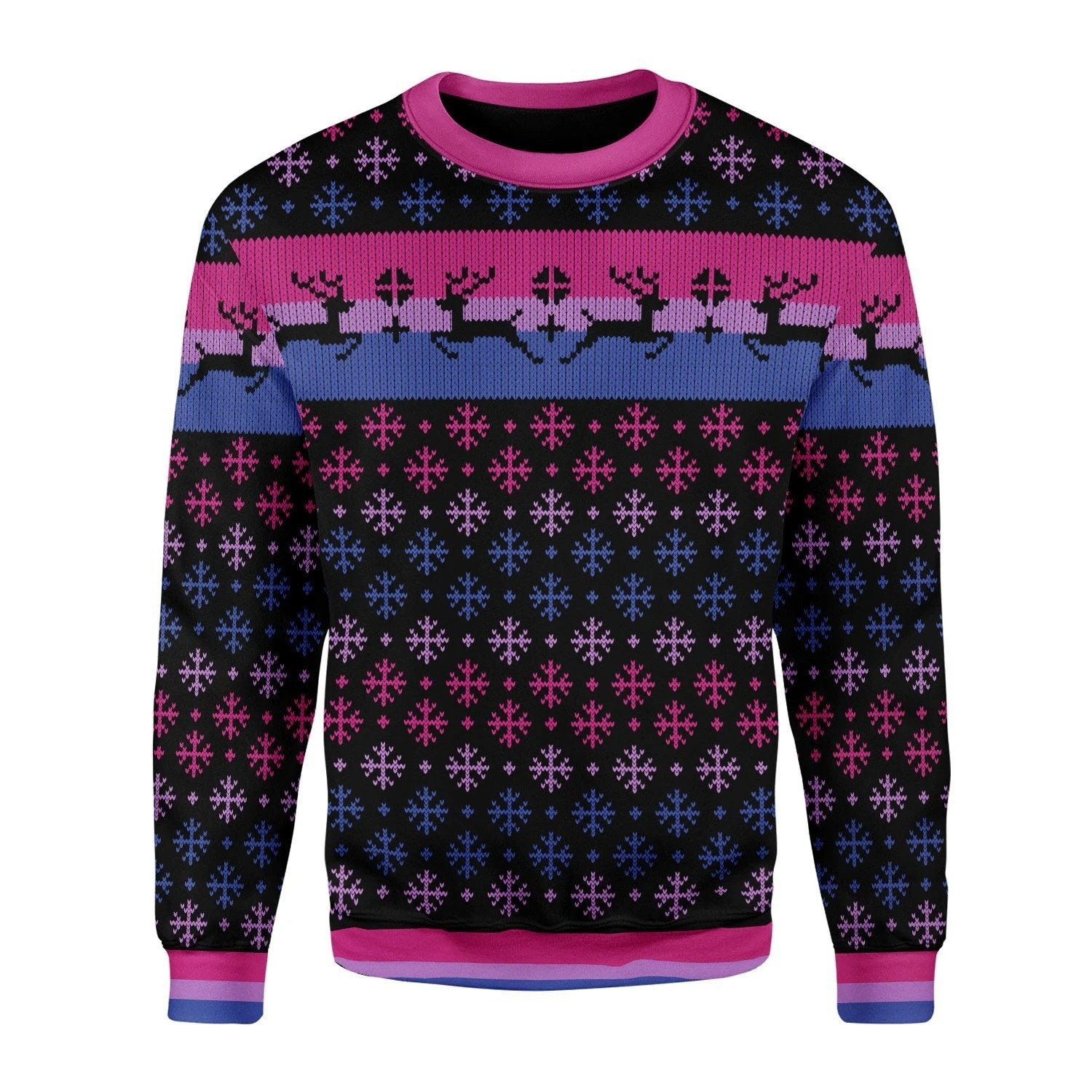 Bisexual Pride Flag Ugly Christmas Sweater Adult 3D Funny Matching for family