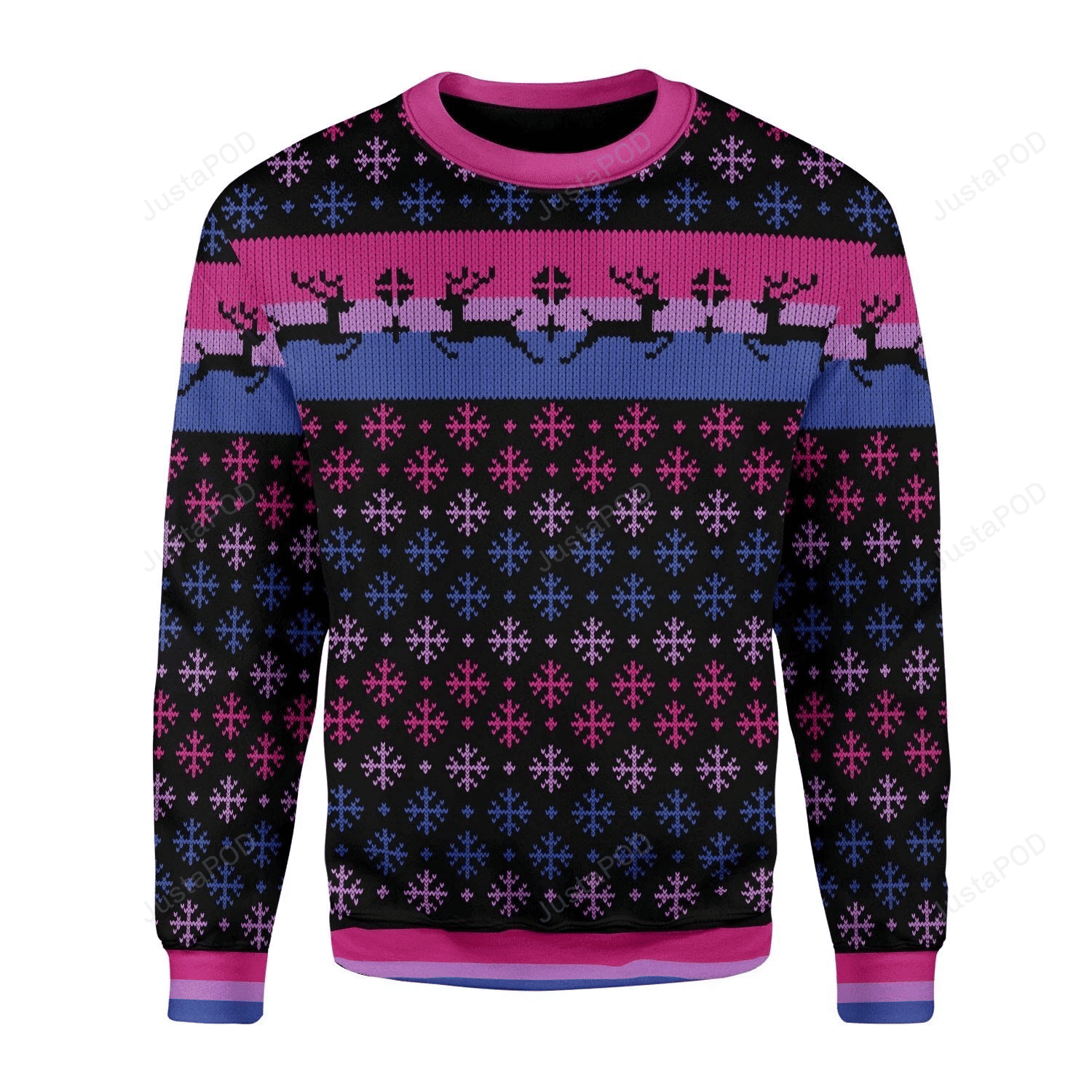 Bisexual Pride Flag Ugly Christmas Sweater Adult 3D Funny Matching for family
