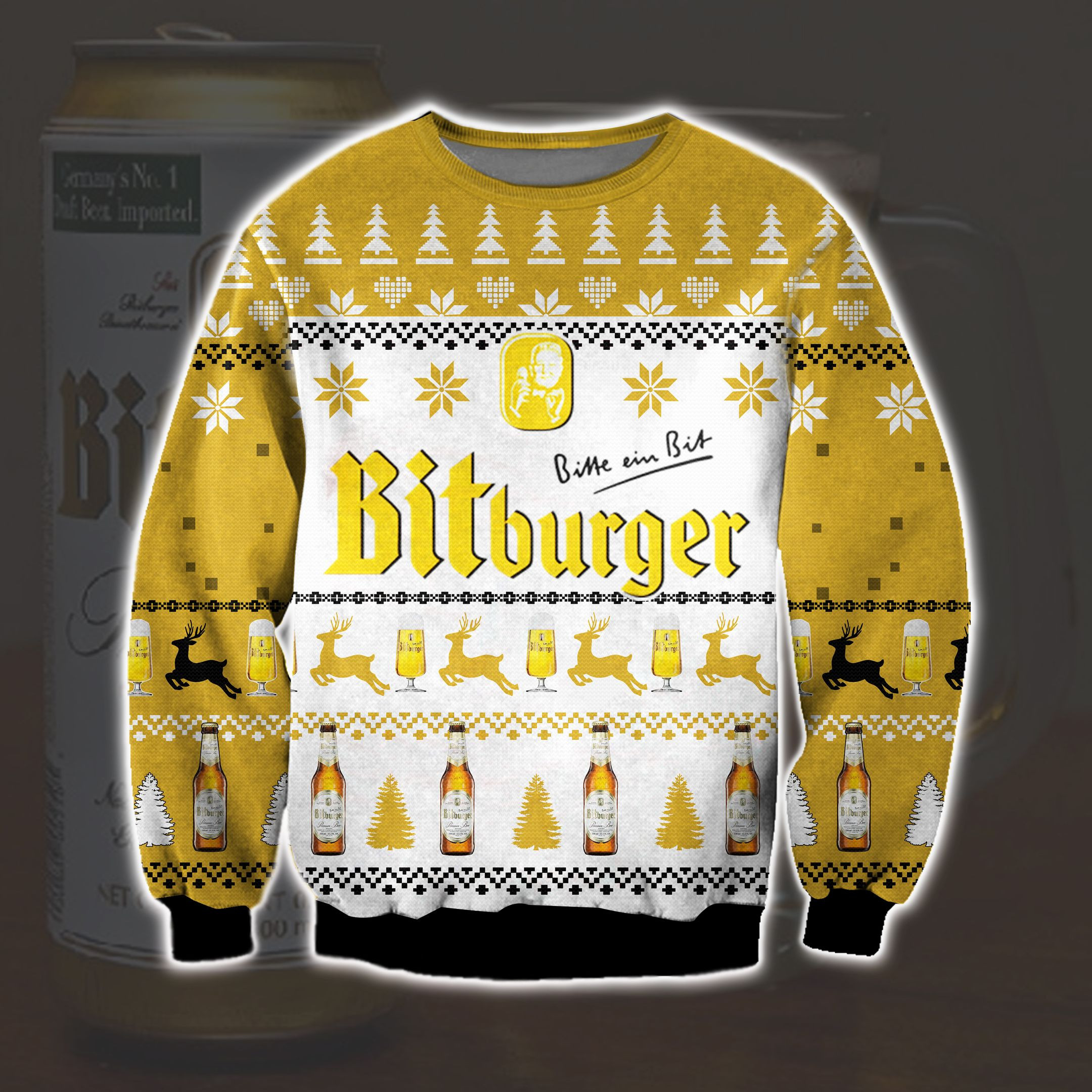 Bitburger Knitting Pattern 3D Print Ugly Christmas Sweater Adult 3D Funny Matching for family 1