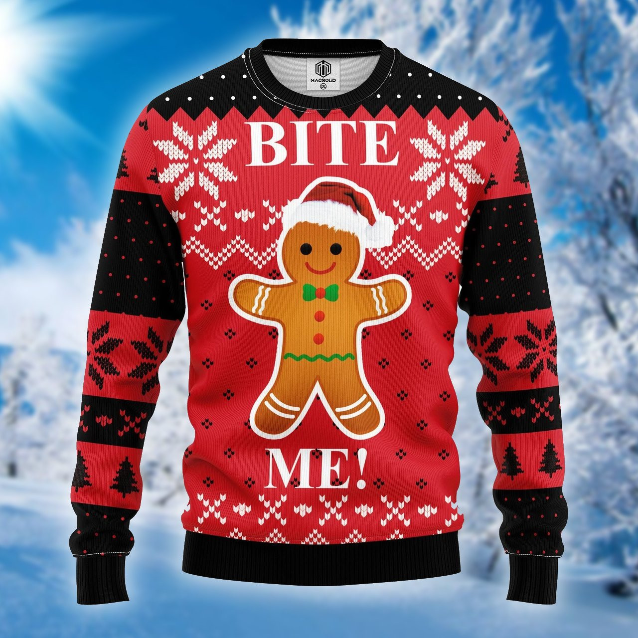 Bite Me Cookie Ugly Christmas Sweater Adult 3D Funny Matching for family