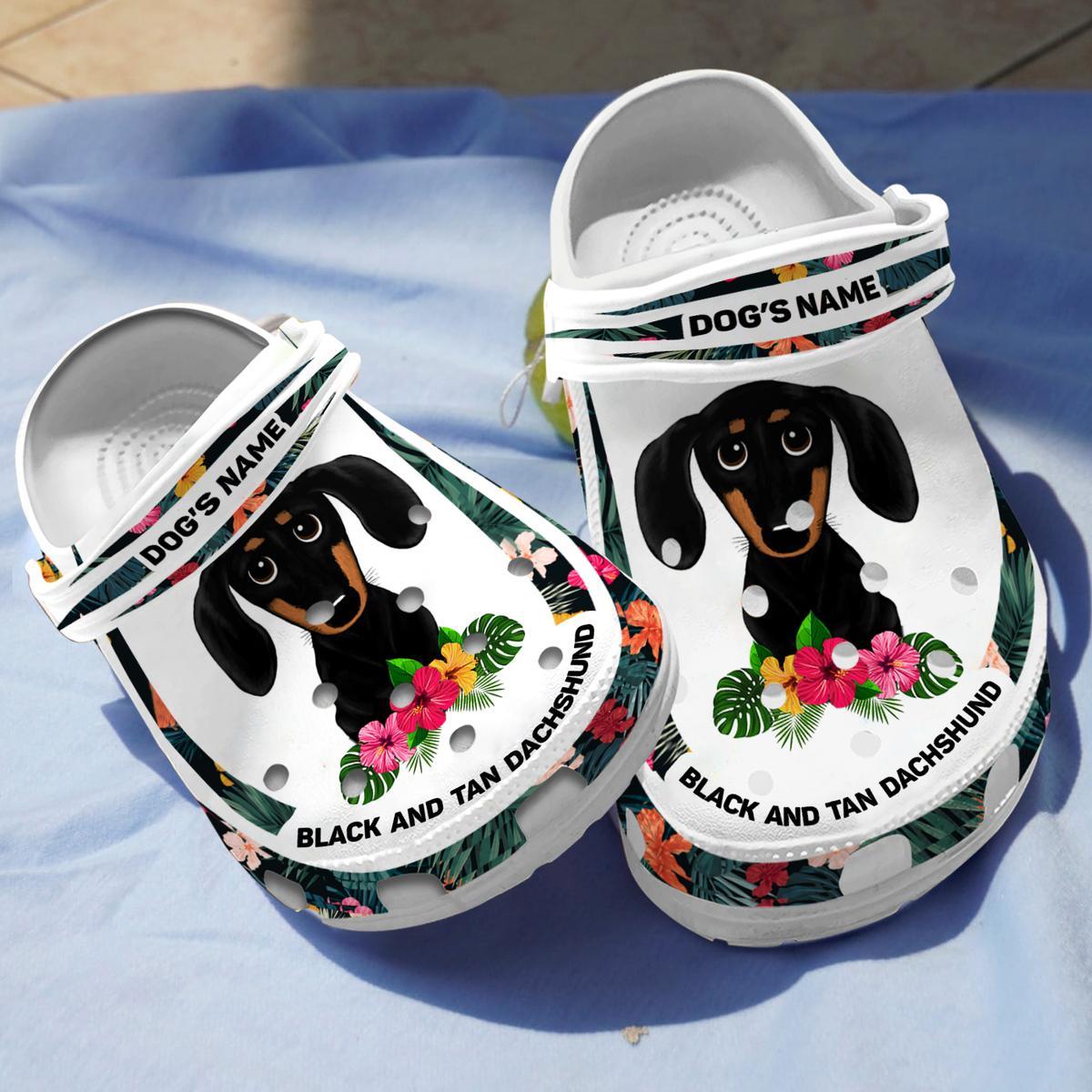 Black and Tan Dachshund Crocs Crocband Clogs Shoes Comfortable For Men Women and Kids