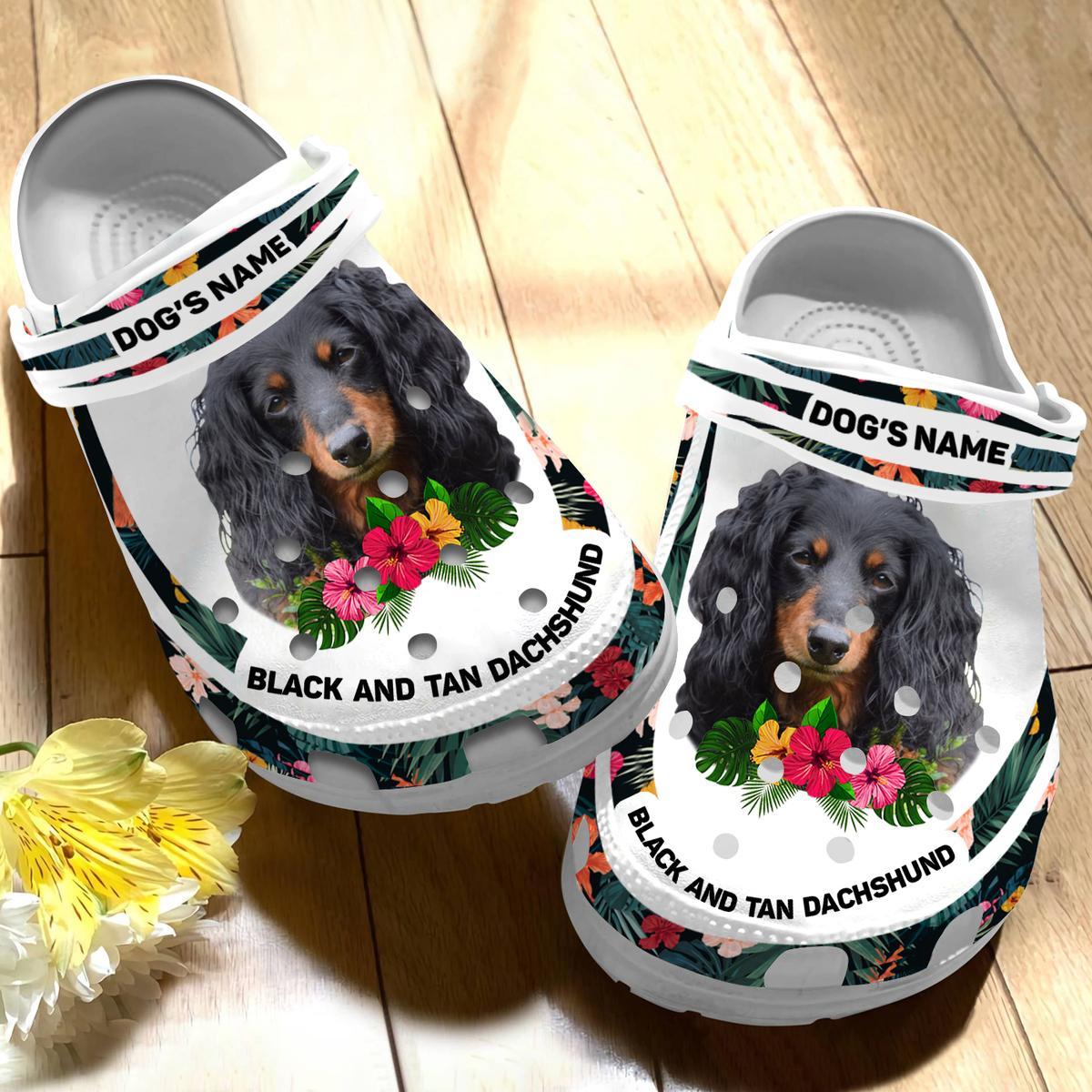 Black and Tan Dachshund Crocs Crocband Clogs Shoes Comfortable For Men Women and Kids - Image 4