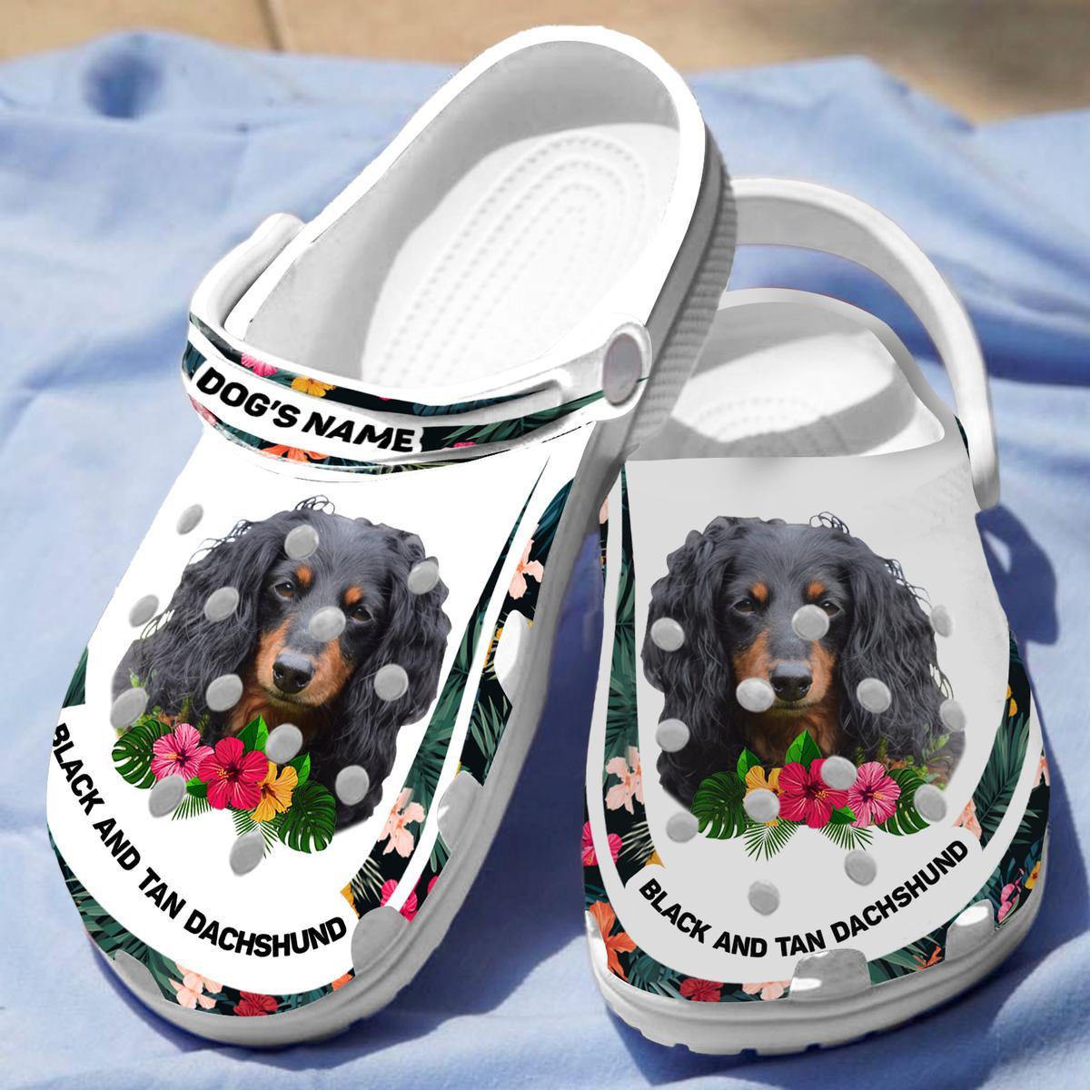Black and Tan Dachshund Crocs Crocband Clogs Shoes Comfortable For Men Women and Kids - Image 5