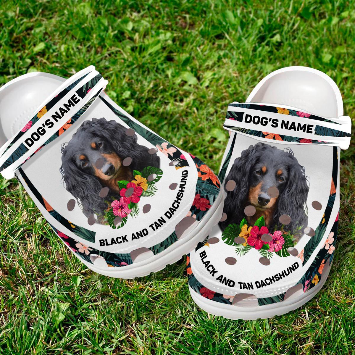 Black and Tan Dachshund Crocs Crocband Clogs Shoes Comfortable For Men Women and Kids - Image 2