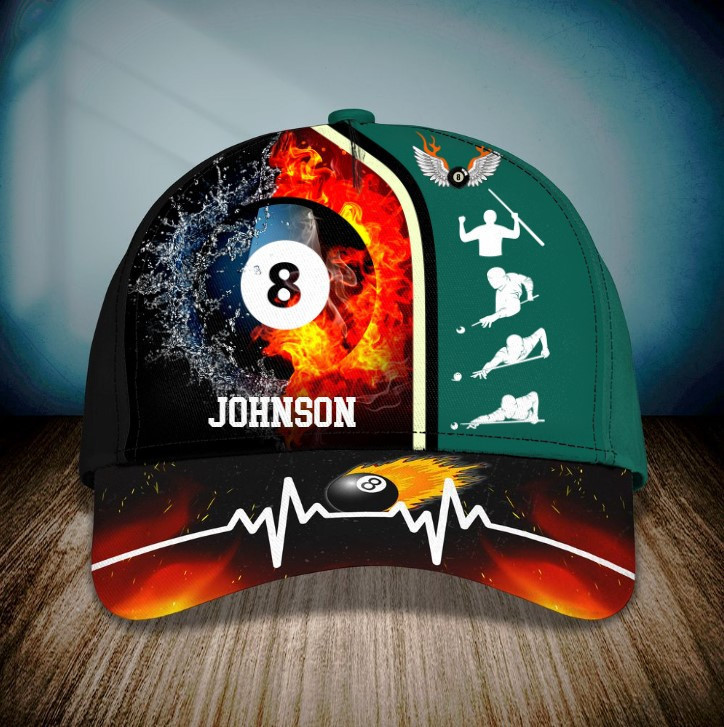 Black and White Billiard Classic Cap for Men, Women, Custom Name Billiard Hat for Billiard Lovers Trucker Hats Custom Hats Gifts For Men & Women