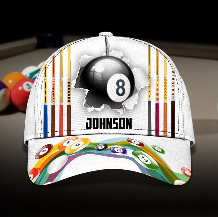 Black and White Billiard Classic Cap for Men, Women, Custom Name Billiard Hat for Billiard Lovers Trucker Hats Custom Hats Gifts For Men & Women