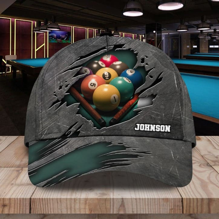 Black and White Billiard Classic Cap for Men, Women, Custom Name Billiard Hat for Billiard Lovers Trucker Hats Custom Hats Gifts For Men & Women