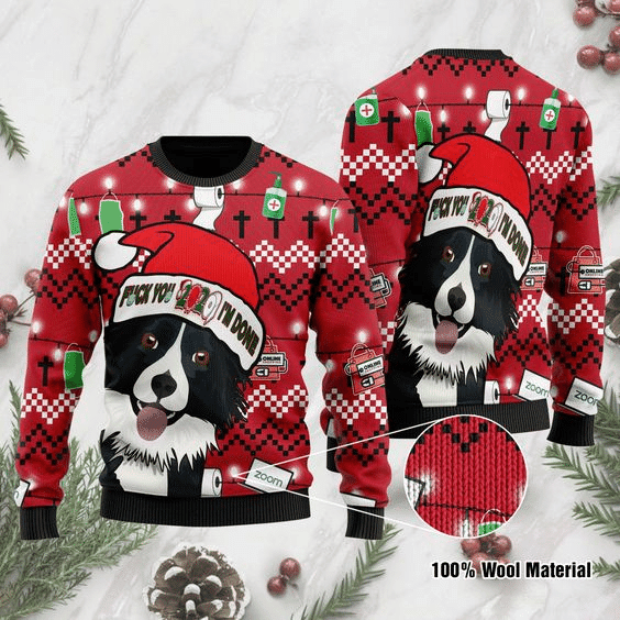 Black And White Border Collie Ugly Christmas Sweater Adult 3D Funny Matching for family