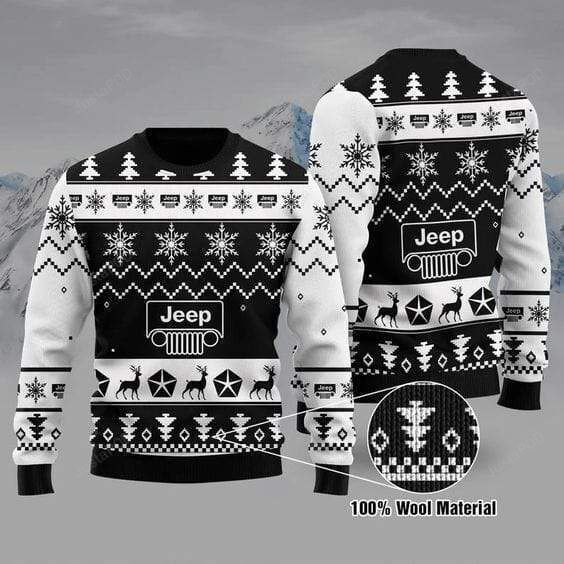 Black And White Jeep Ugly Christmas Sweater Adult 3D Funny Matching for family