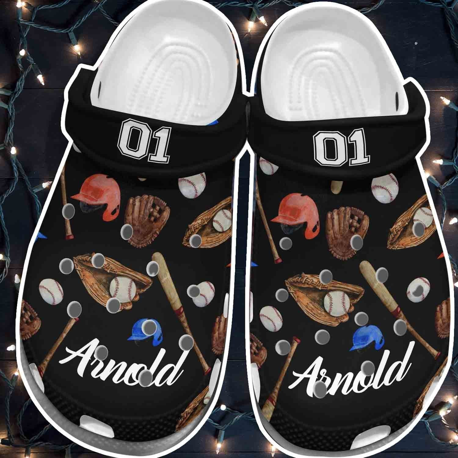 Black Baseball Tools Player Shoes - Funny Baseball Shoes Crocbland Clog For Men Women