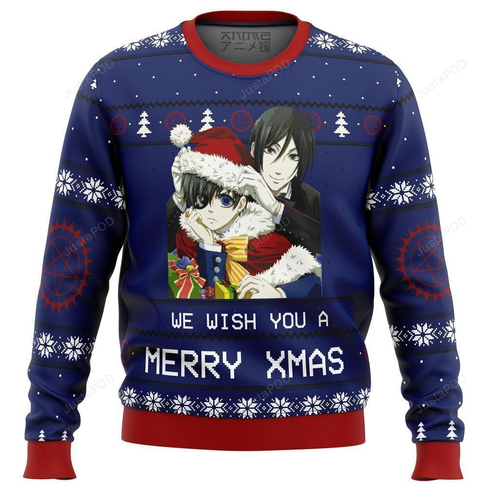 Black Butler Merry Xmas Ugly Christmas Sweater Adult 3D Funny Matching for family