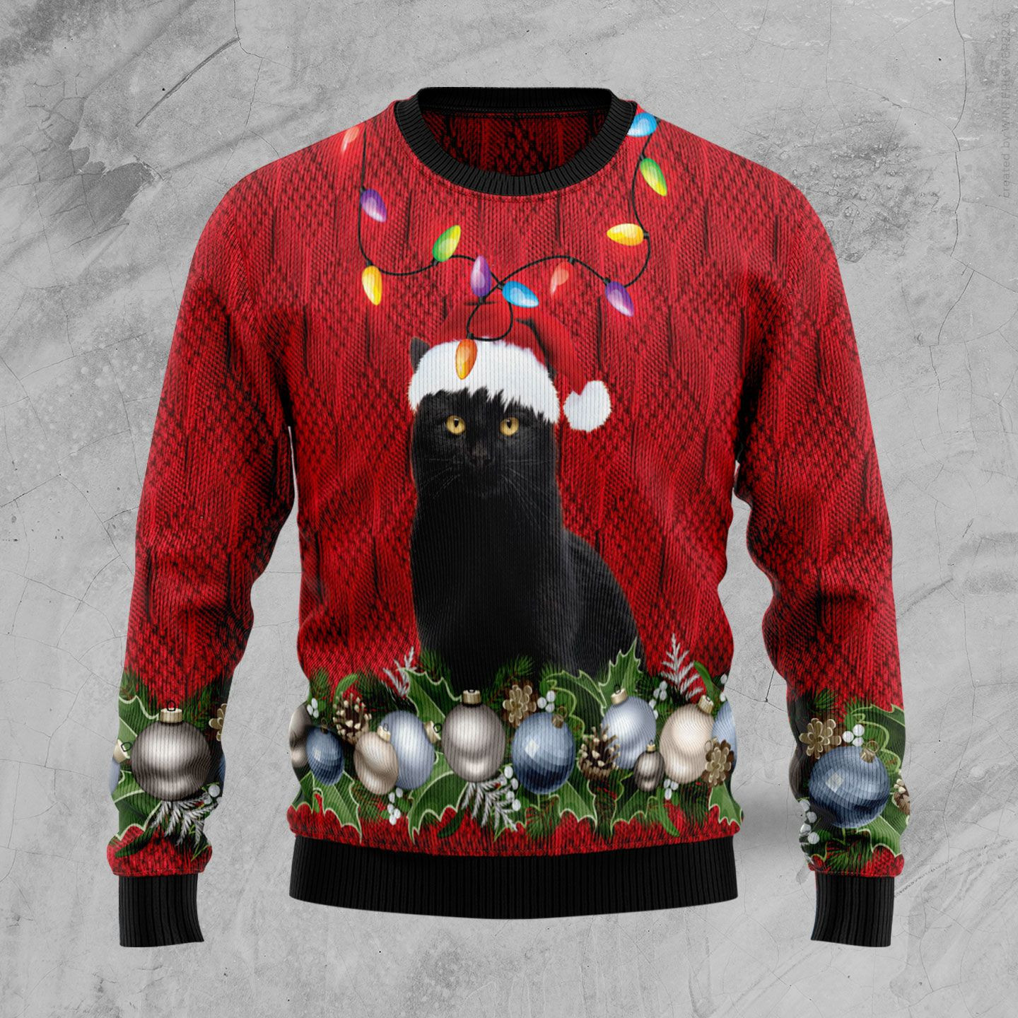 Black Cat Christmas Beauty Ugly Christmas Sweater Adult 3D Funny Matching for family