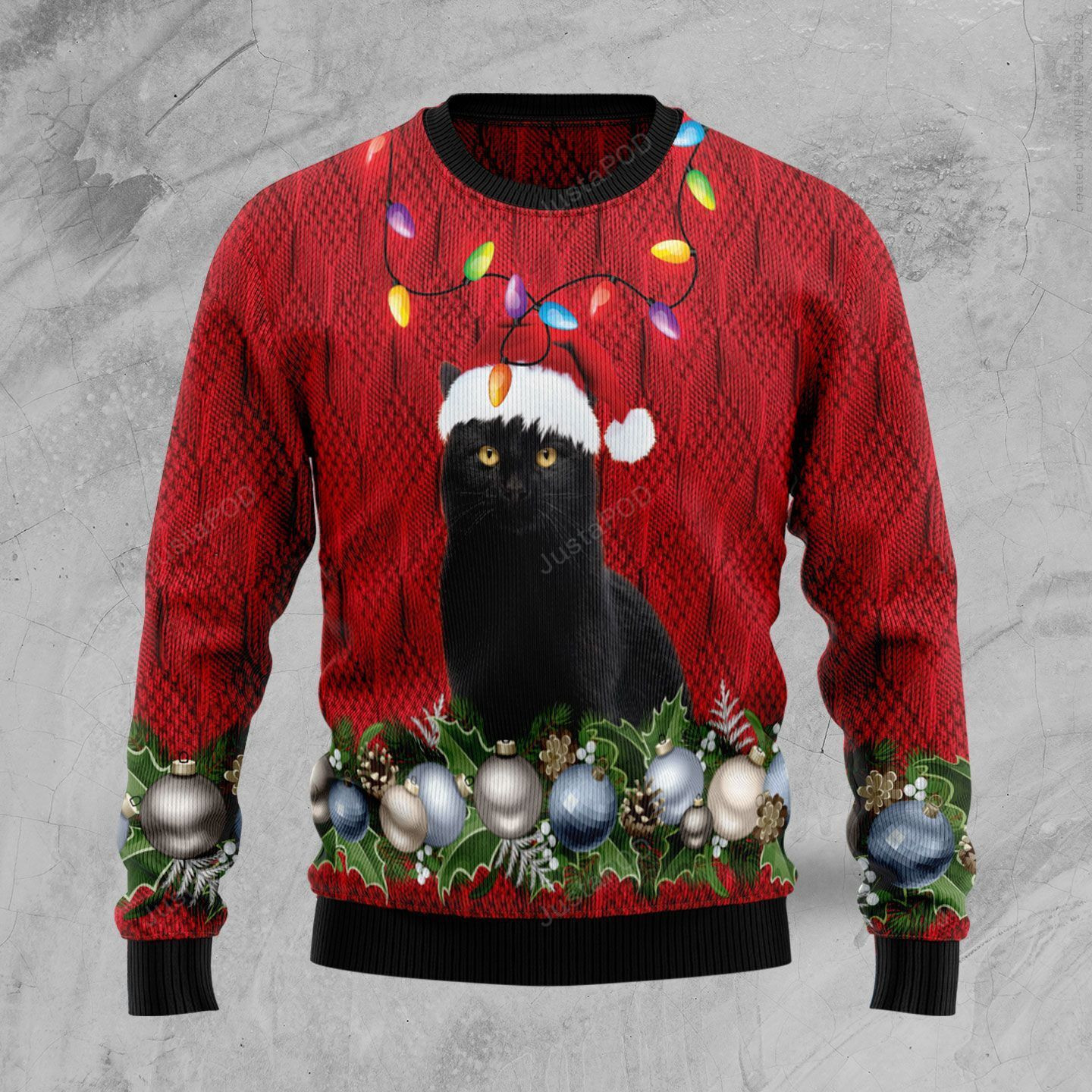 Black Cat Christmas Beauty Ugly Christmas Sweater Adult 3D Funny Matching for family