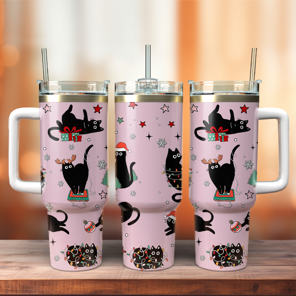 Black Cat Christmas Custom Stanley Cup 40 oz 30 oz Tumbler With HandleTVC2301503