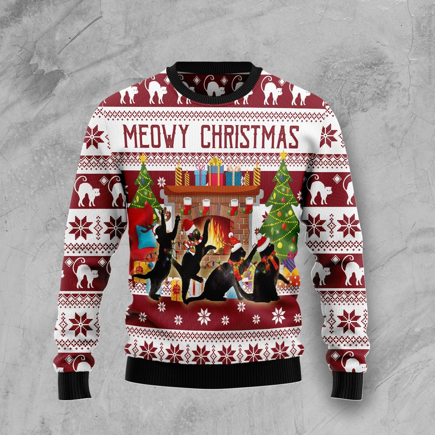 Black Cat Christmas Dancing Ugly Christmas Sweater Adult 3D Funny Matching for family