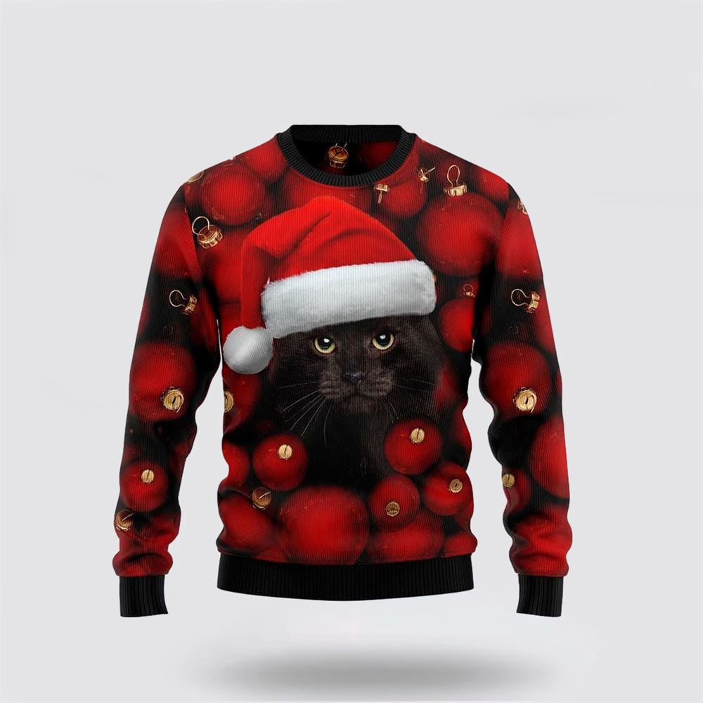 Black Cat Christmas Funny Family Ugly Christmas Sweater Unisex