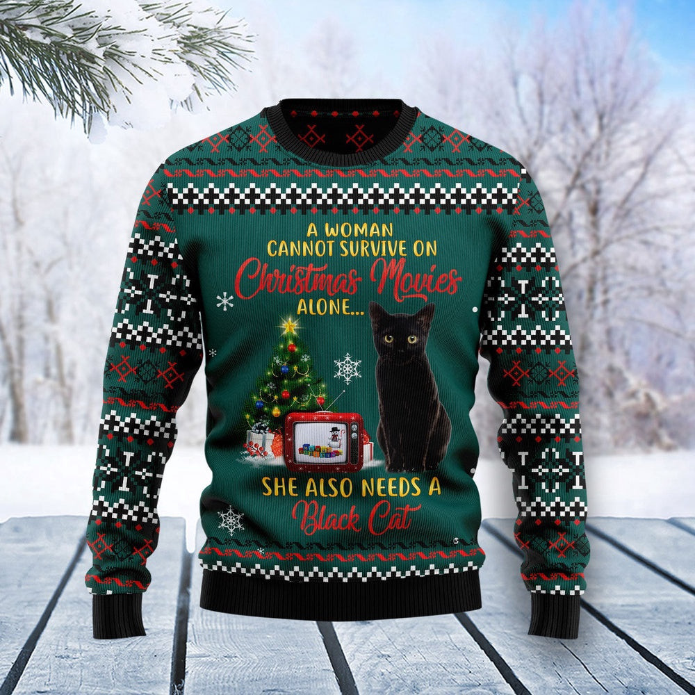 Black Cat Christmas Movie Ugly Christmas Sweater Christmas Gift
