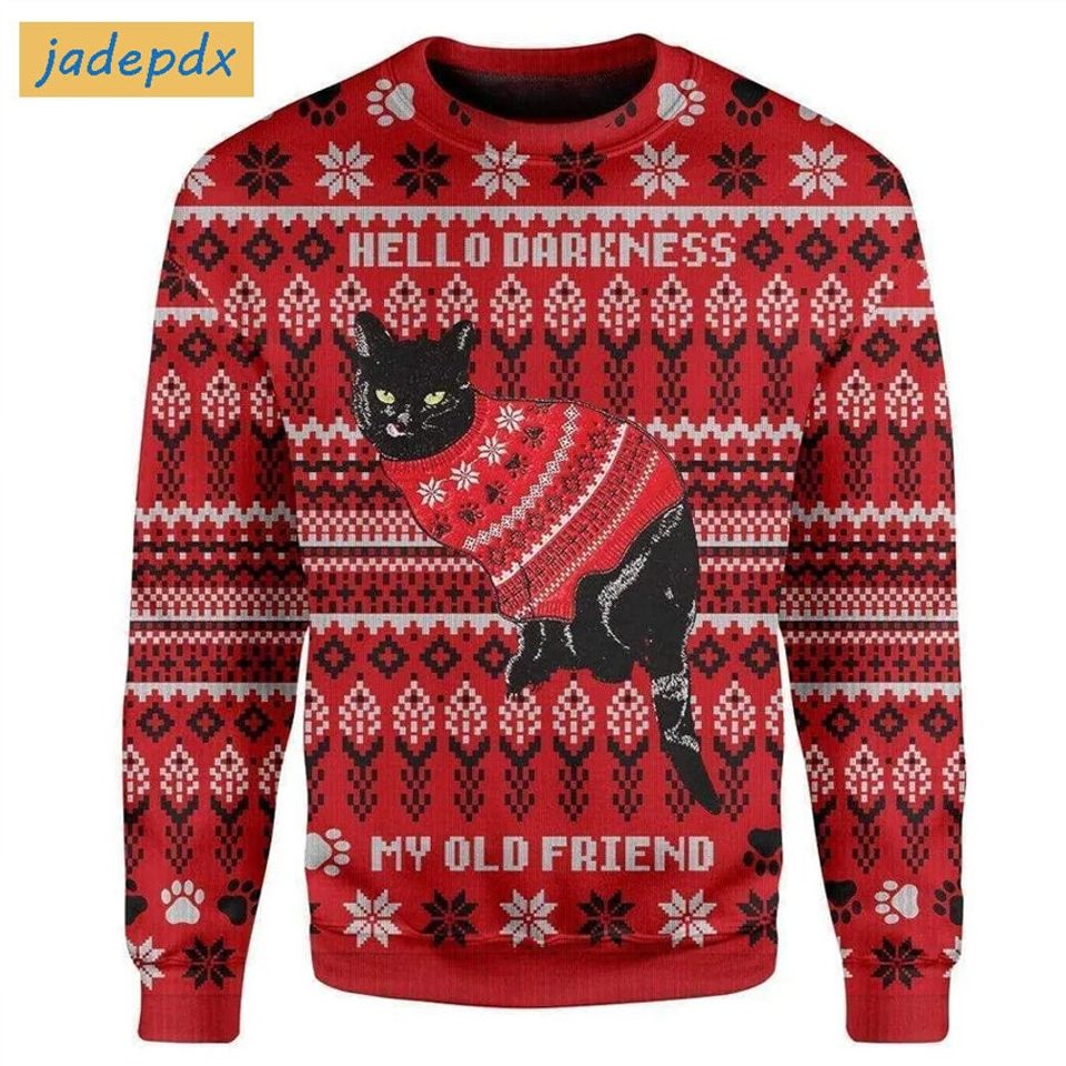 Black Cat Christmas Tee - Perfect Gift for Cat Enthusiasts