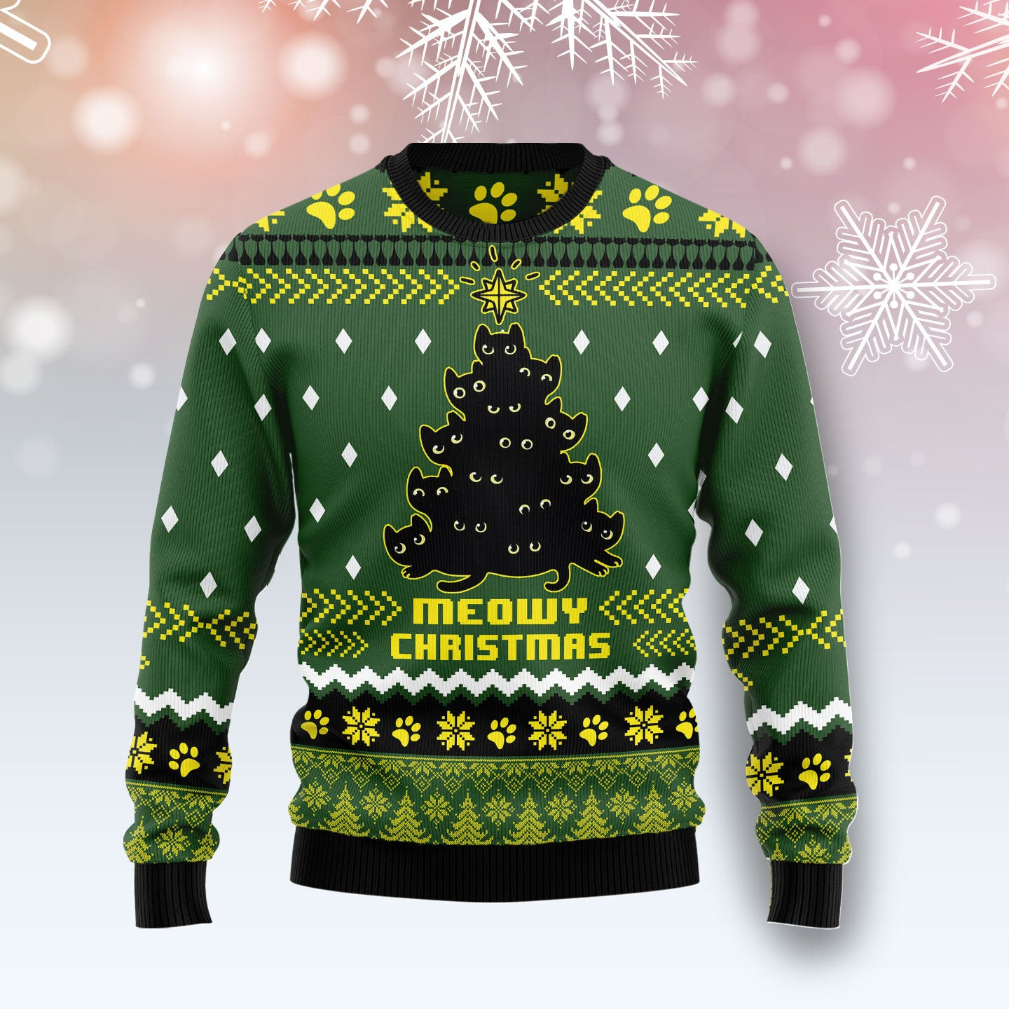 Black Cat Christmas Tree Ugly Christmas Sweater