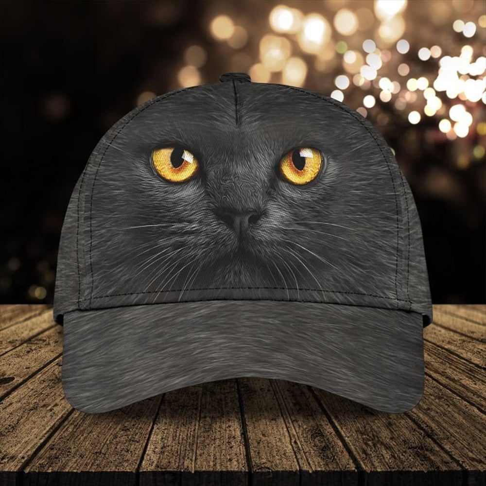 Black Cat Face Hat Cute Baseball Cap Gifts For Cat Lovers Trucker Hats Custom Hats Gifts For Men & Women