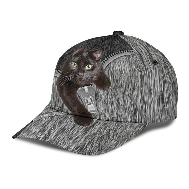 Black Cat Fur Print Hat Classic Cap 3D Unisex Cap, Awareness Cap, Human Cap, Trending Cap, American Cap Trucker Hats Custom Hats Gifts For Men & Women