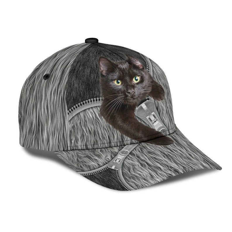 Black Cat Fur Print Hat Classic Cap 3D Unisex Cap, Awareness Cap, Human Cap, Trending Cap, American Cap Trucker Hats Custom Hats Gifts For Men & Women