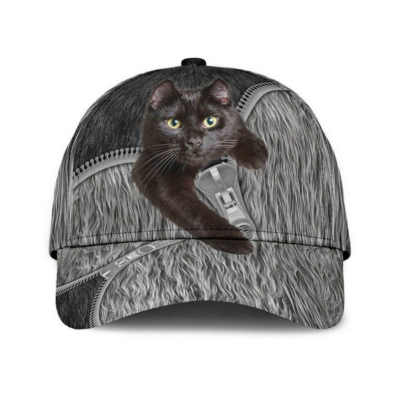 Black Cat Fur Print Hat Classic Cap 3D Unisex Cap, Awareness Cap, Human Cap, Trending Cap, American Cap Trucker Hats Custom Hats Gifts For Men & Women