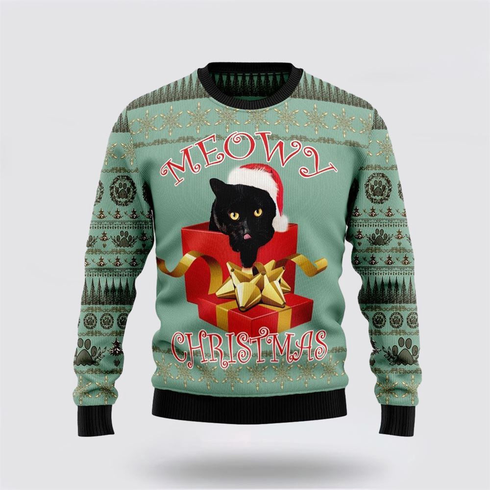 Black Cat Gift Ugly Christmas Sweater Unisex Funny Christmas Sweater