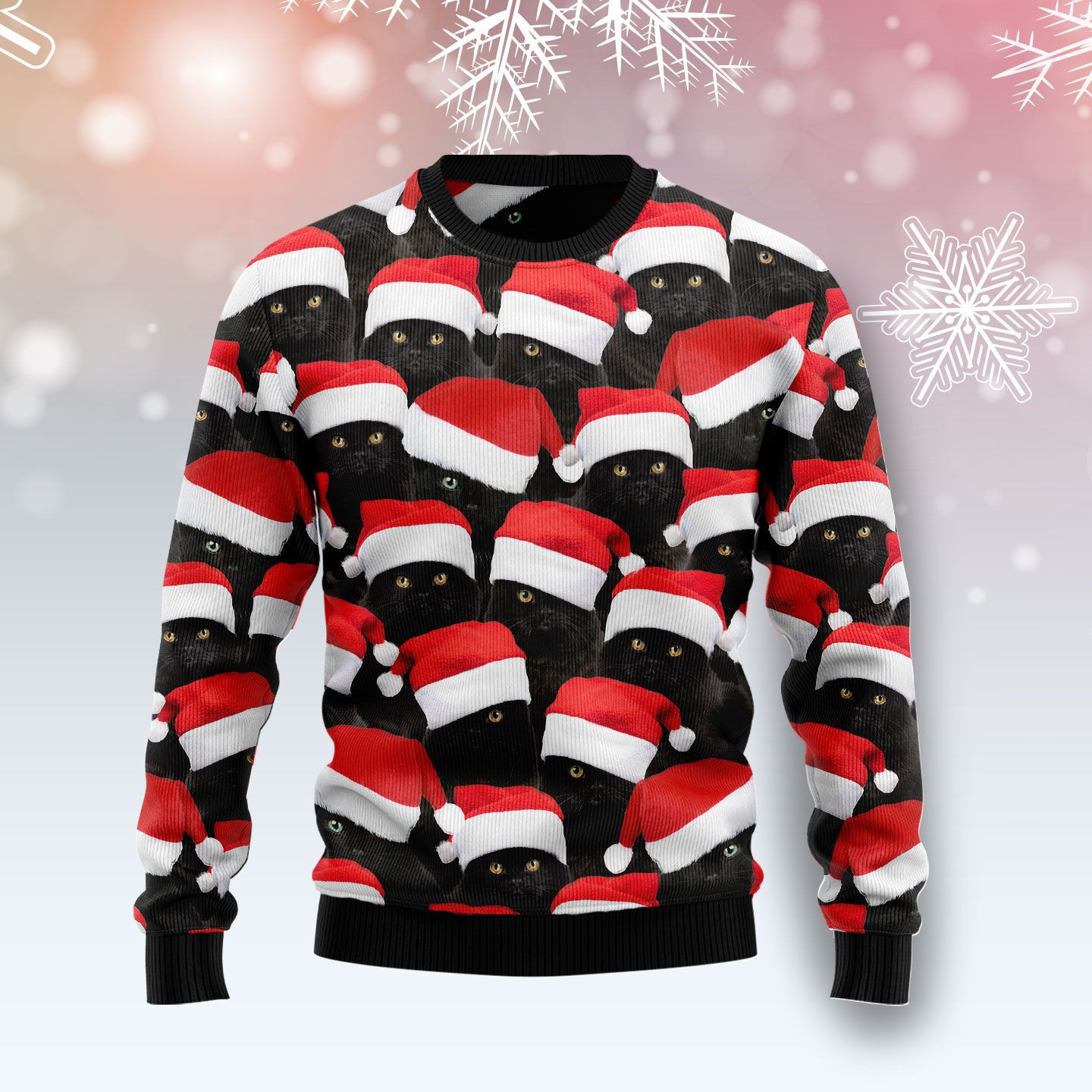 Black Cat Group Ugly Christmas Sweater Adult 3D Funny Matching for family