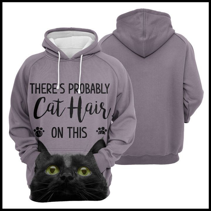Black Cat Hair 3D All Over Print Hoodie, Zip Hoodie