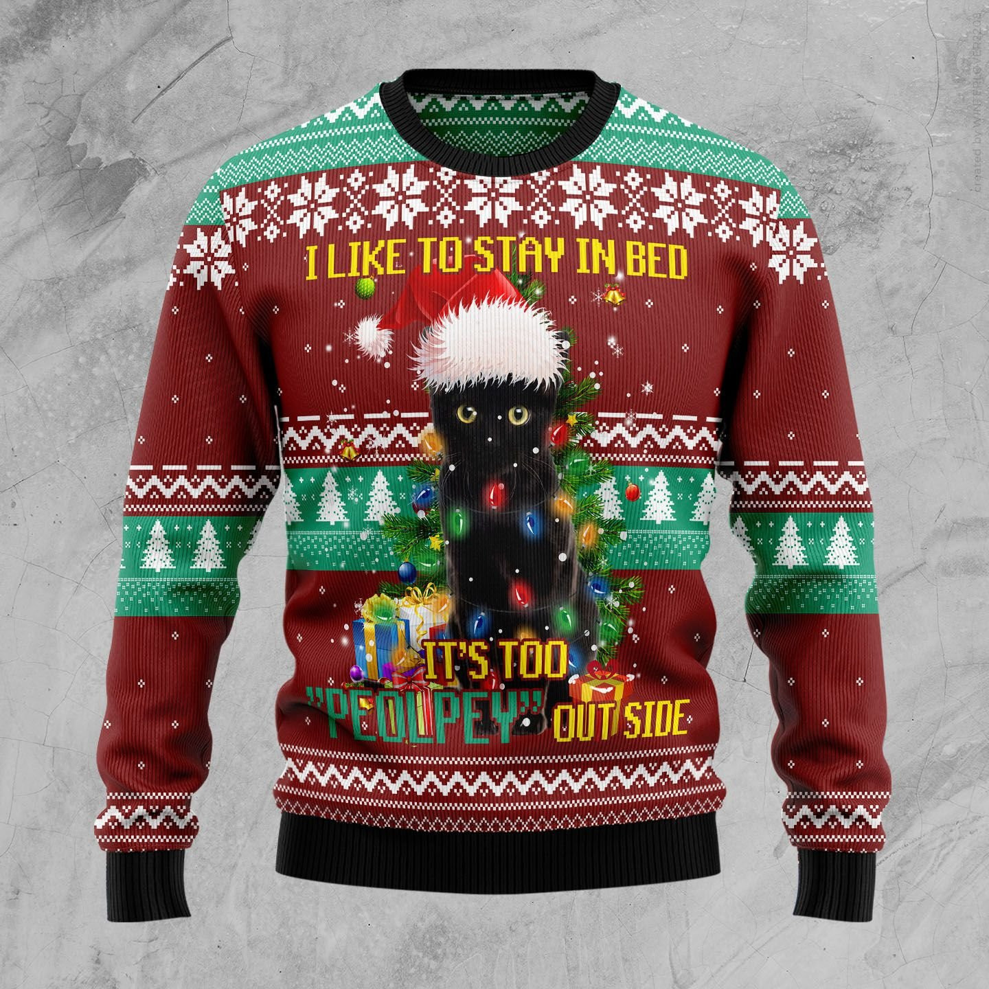 Black Cat Like Stay To In Bed Xmas Ugly Christmas Sweater Adult 3D Funny Matching for family