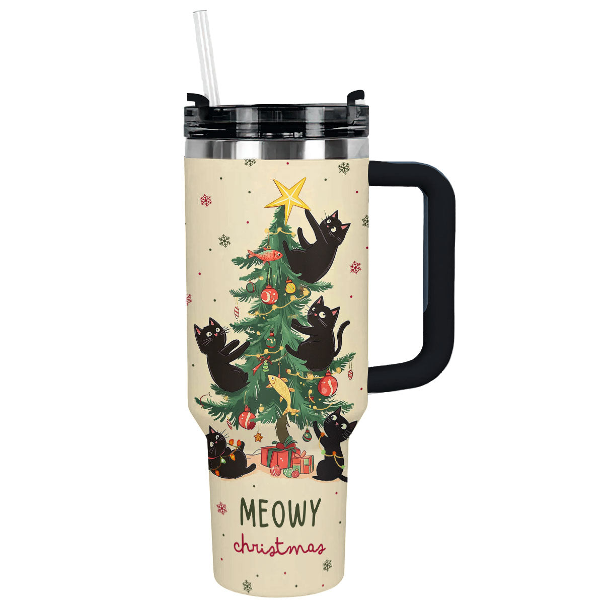 Black Cat Meowy Christmas Custom Stanley Cup 40 oz 30 oz Tumbler With HandleTVC2301498