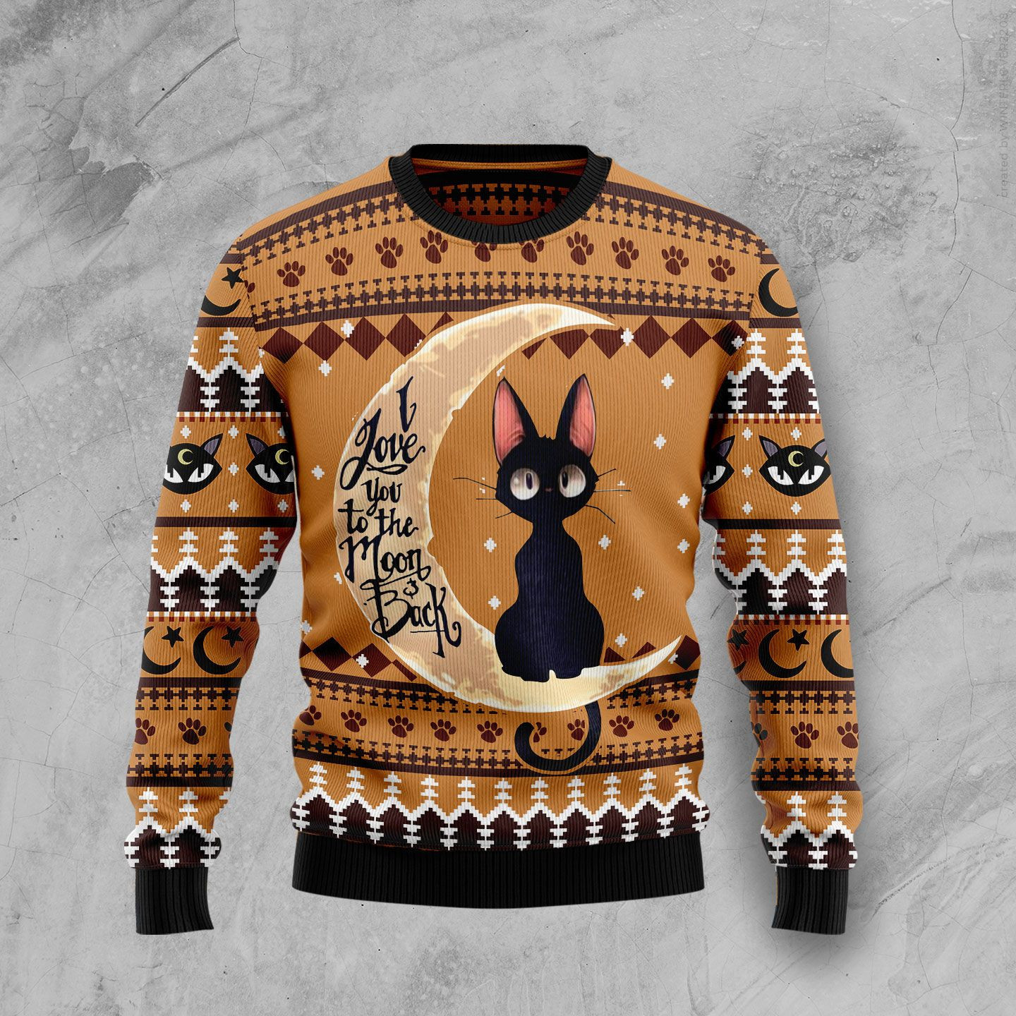 Black Cat Moon And Back Ugly Christmas Sweater Adult 3D Funny Matching for family