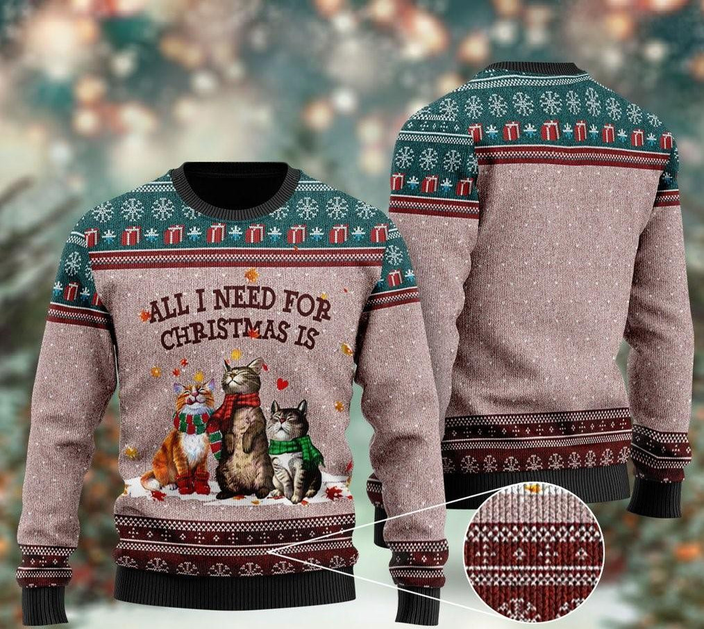 Black Cat Ugly Christmas Sweater Adult 3D Funny Matching for family