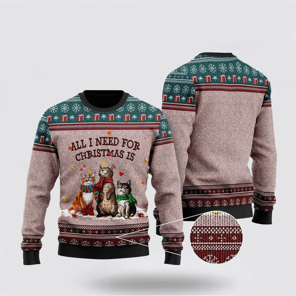 Black Cat Ugly Funny Family Ugly Christmas Sweater Unisex