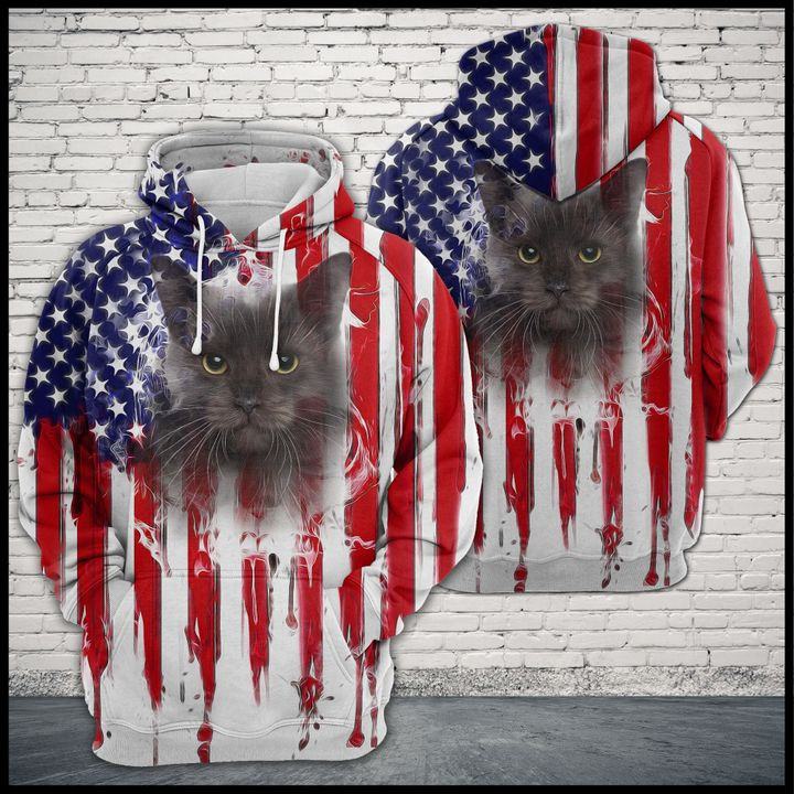 Black Cat Usa Flag 3D All Over Print Hoodie, Zip Hoodie